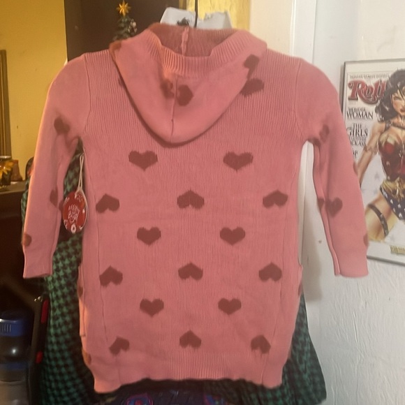 Emma & Elsa pink girls hooded cardigan with heart ❤️ pattern size 10/12(M) - Picture 2 of 9